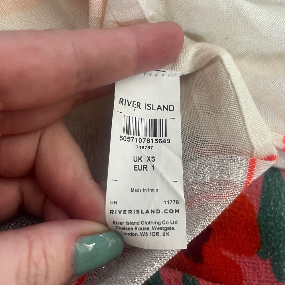 River Island Cream, Grey and Peach Tunic with Tie Front​ - Picture 8 of 9